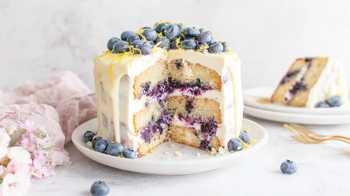 Blueberry Lemon Drip Cake