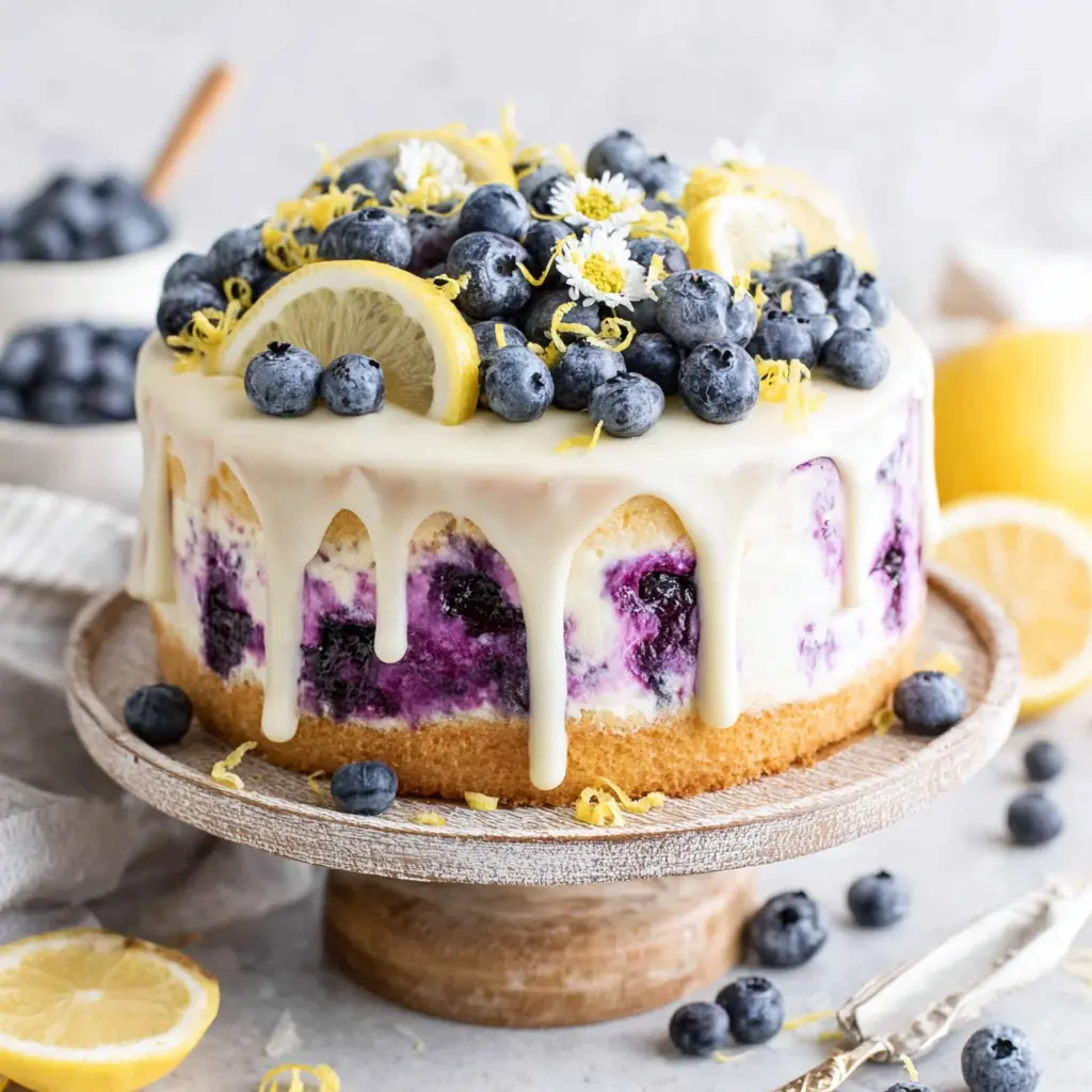 blueberry lemon drip cake final presentation
