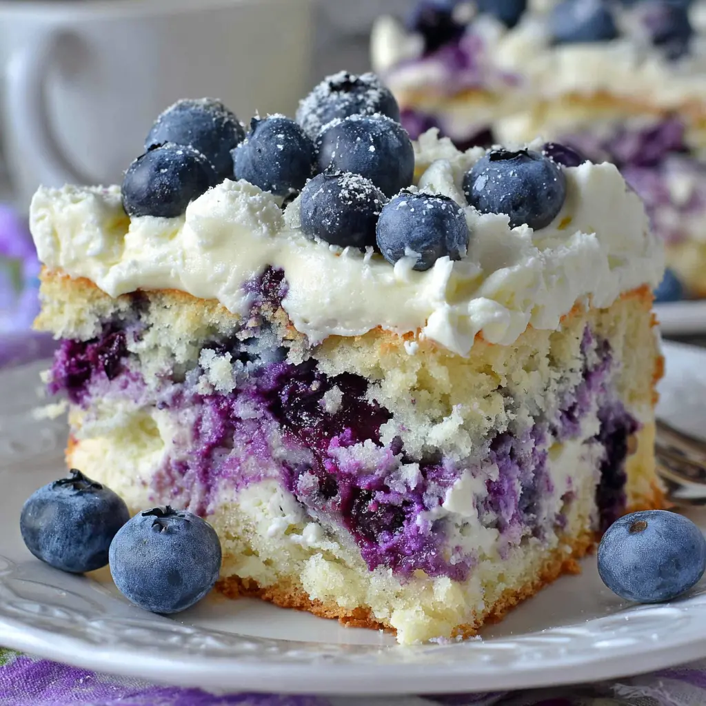 blueberry vanilla cream cake close up