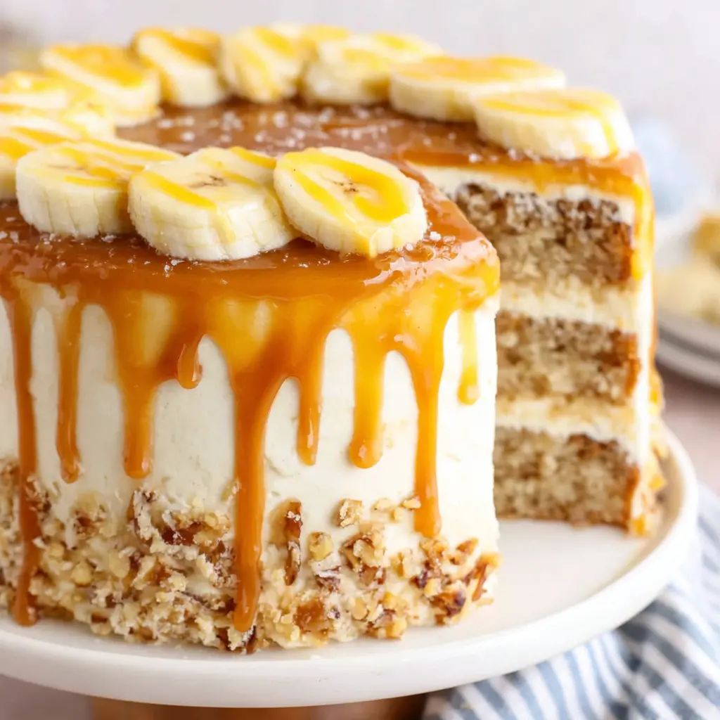 Caramel Banana Layer Cake close up