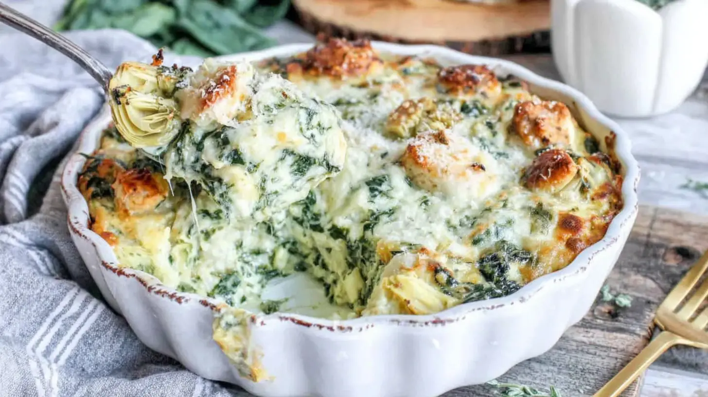 Chicken Spinach Artichoke Bake final presentation