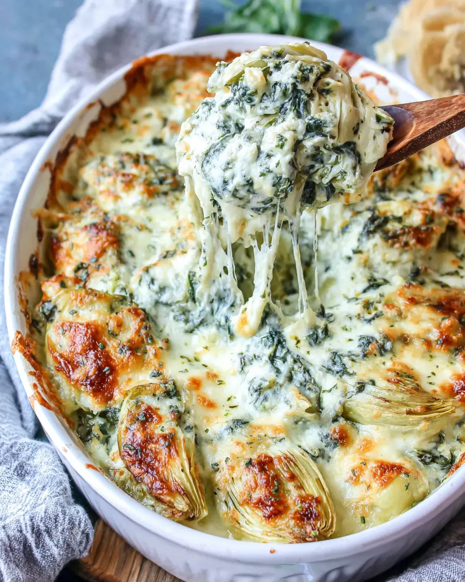 Chicken Spinach Artichoke Bake close up