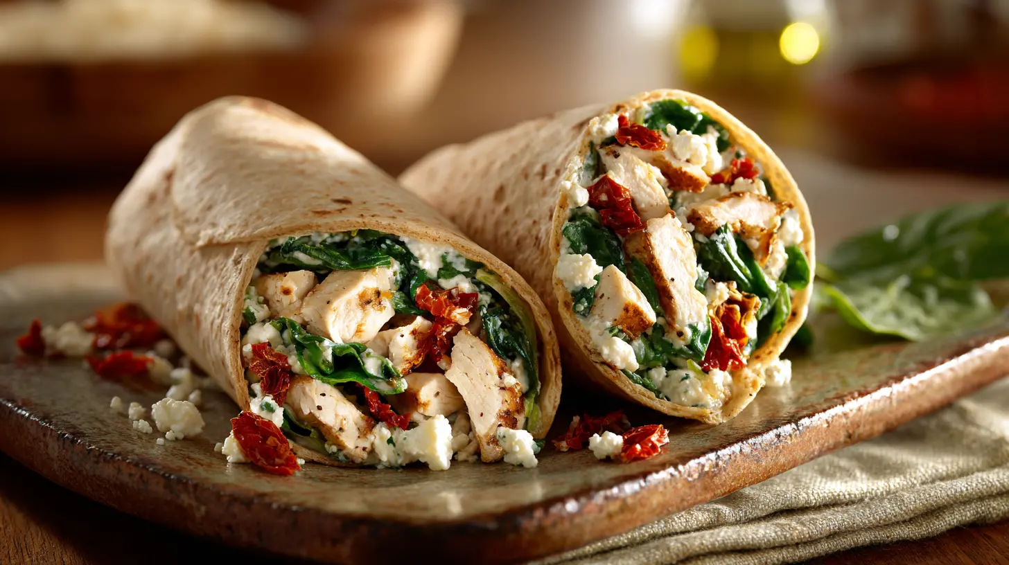 Chicken Spinach Feta Wrap final presentation
