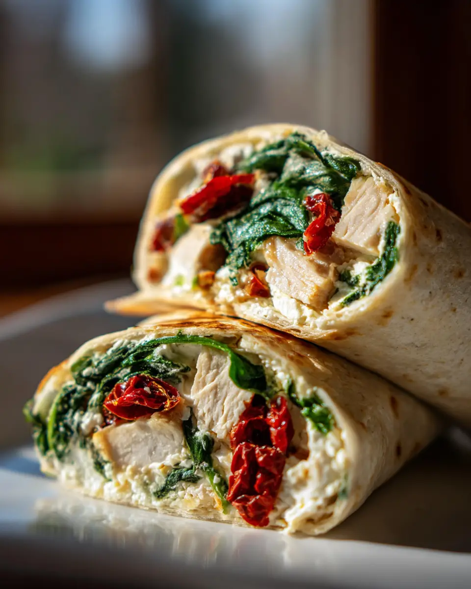Chicken Spinach Feta Wrap close up