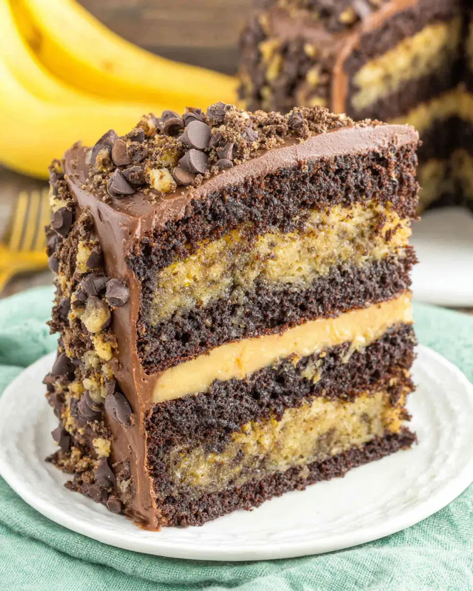 Chocolate Banana Layer Cake close up