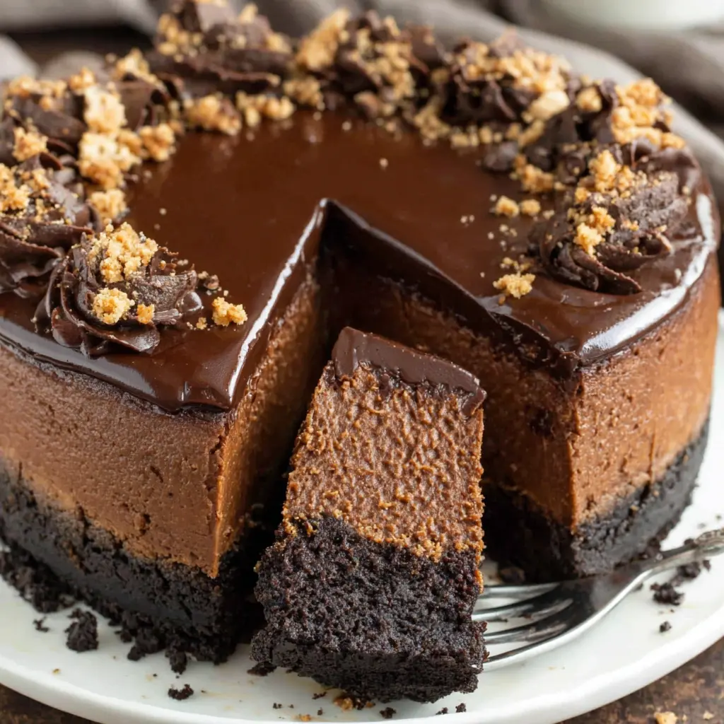 Chocolate Hazelnut Cheesecake Cake close up