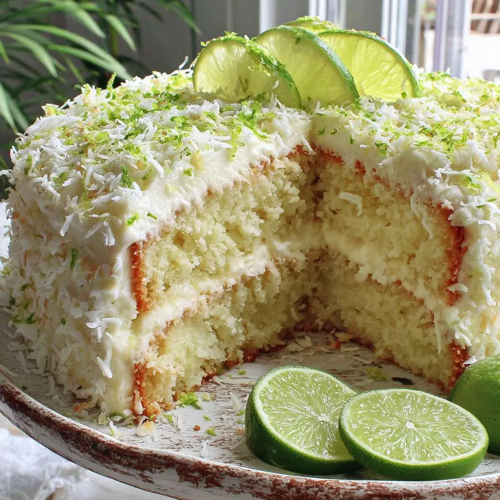 Coconut Lime Cake final presentation