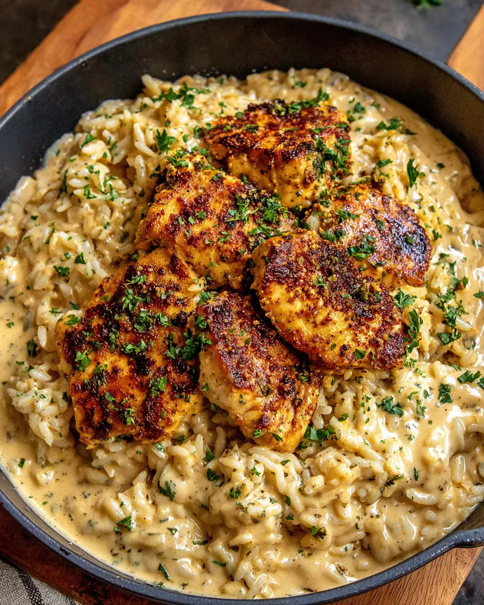Creamy Cajun Chicken Rice close up