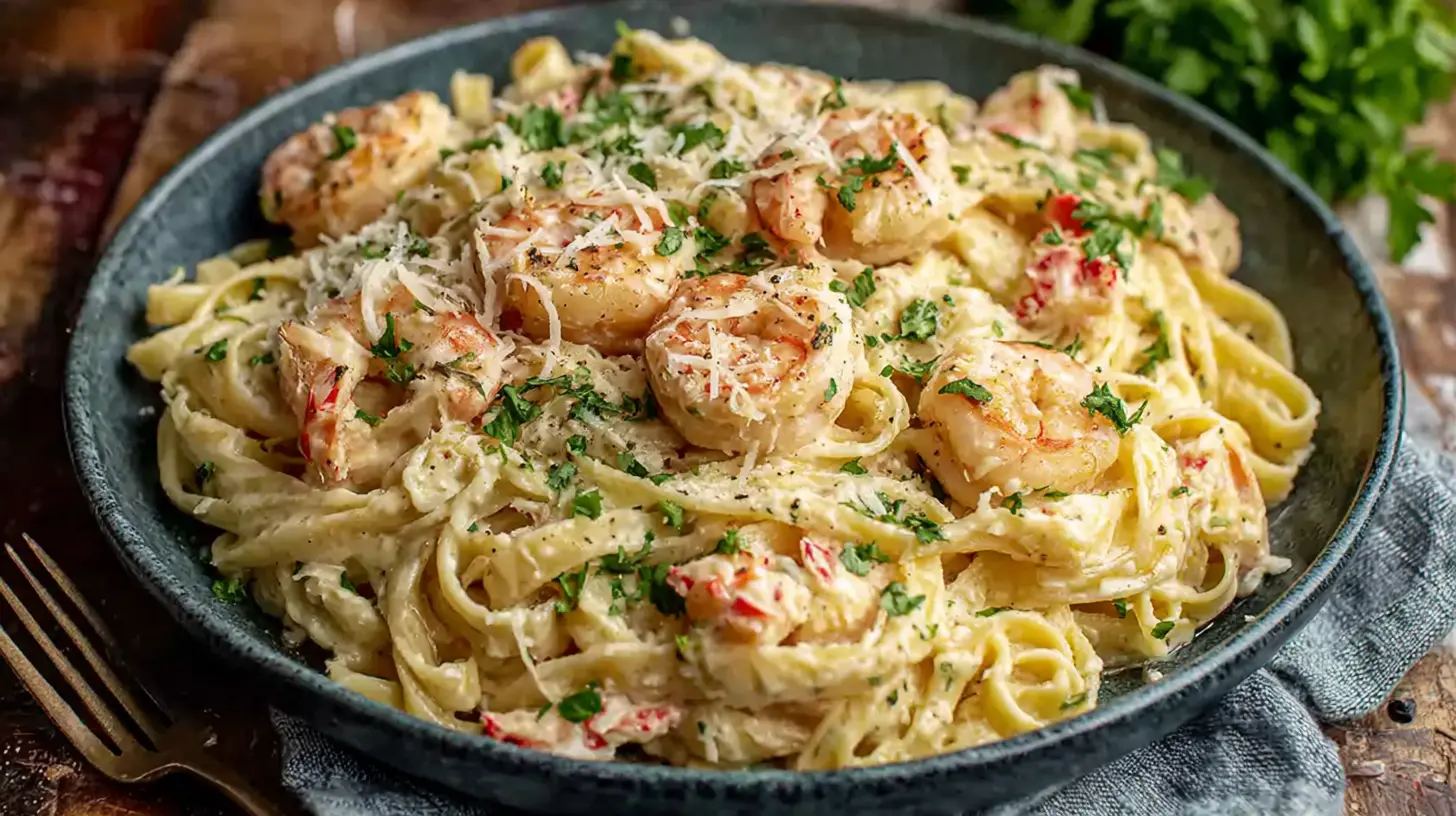 Creamy Shrimp Alfredo Rice final presentation