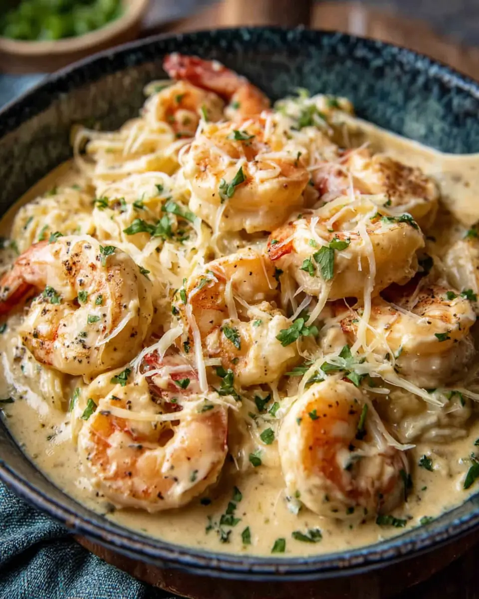 Creamy Shrimp Alfredo Rice close up
