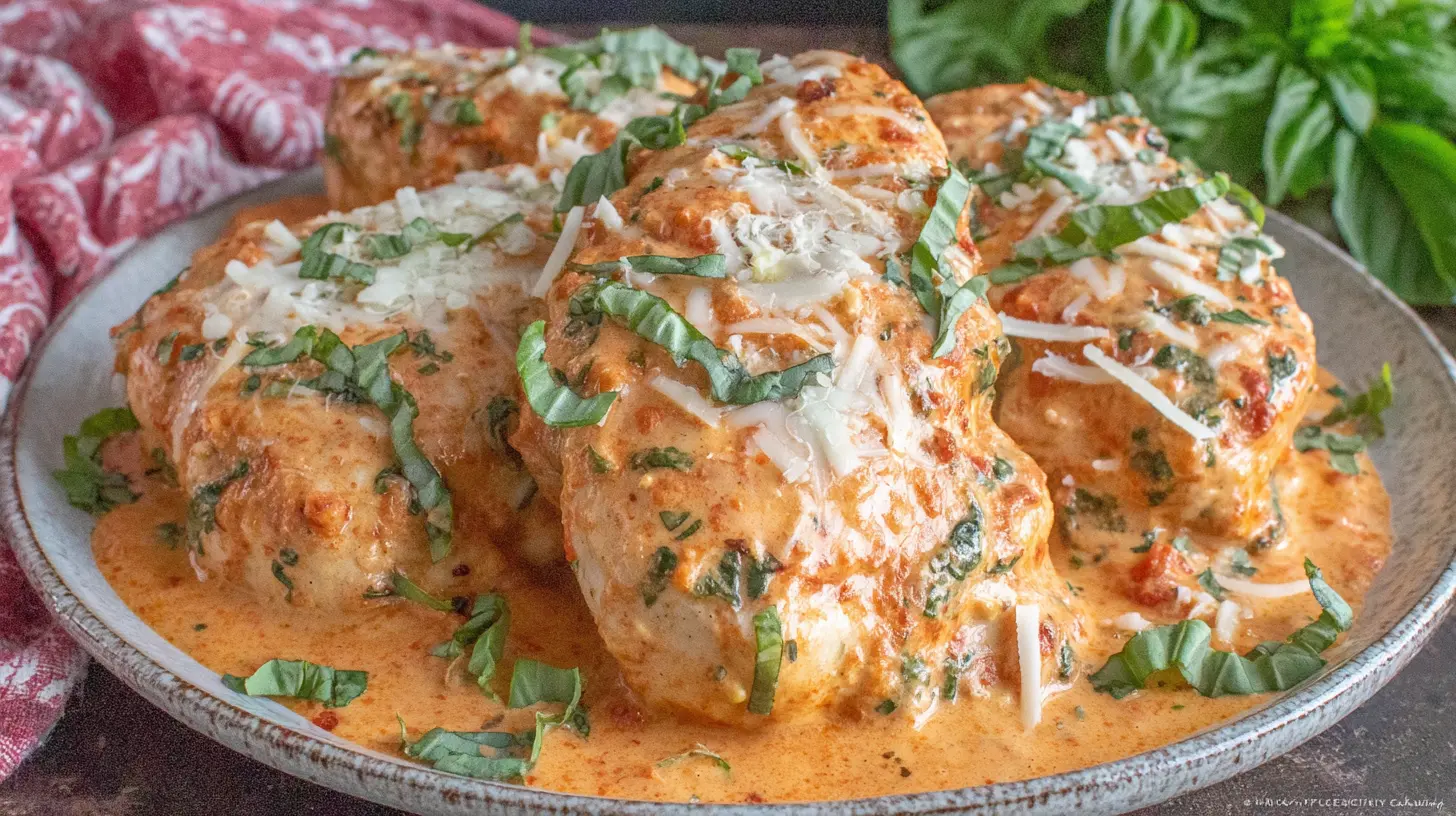 Creamy Tomato Basil Chicken final presentation