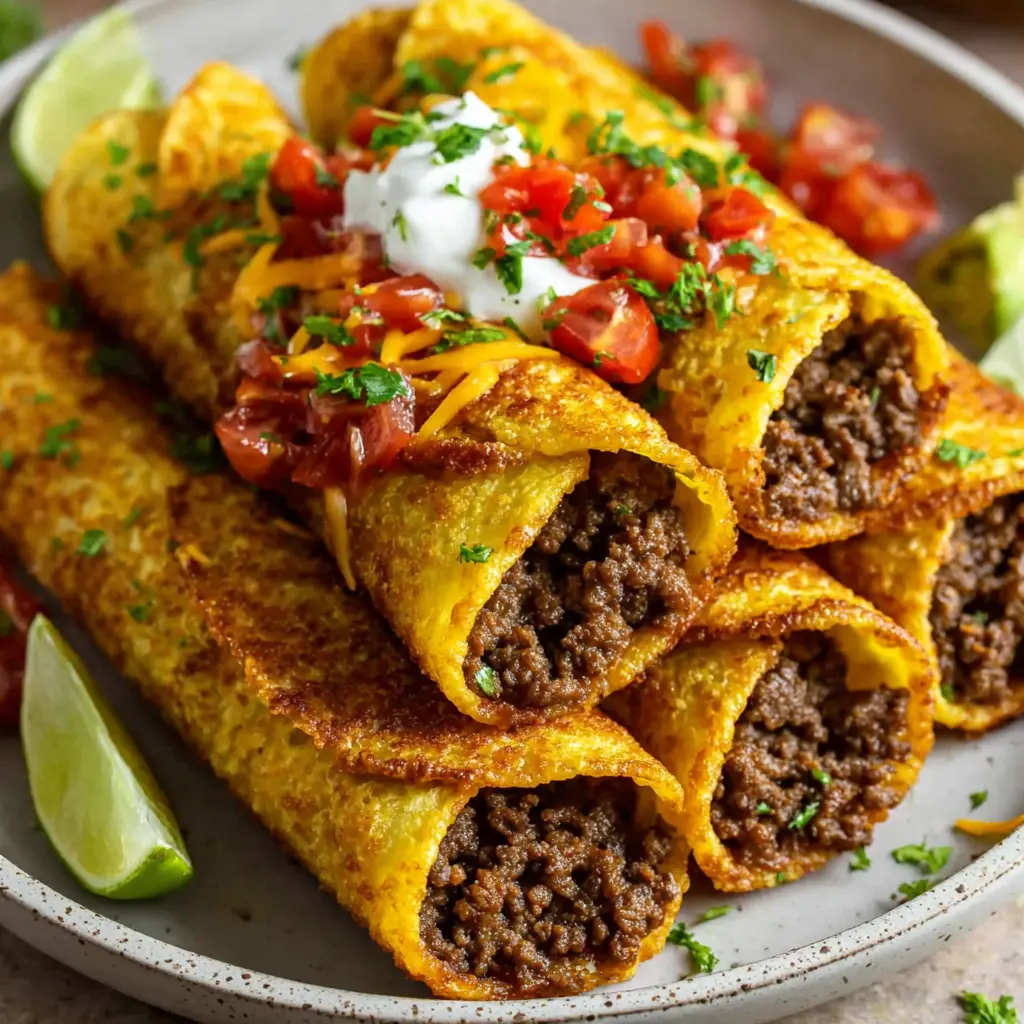 crispy beef taco wraps final presentation