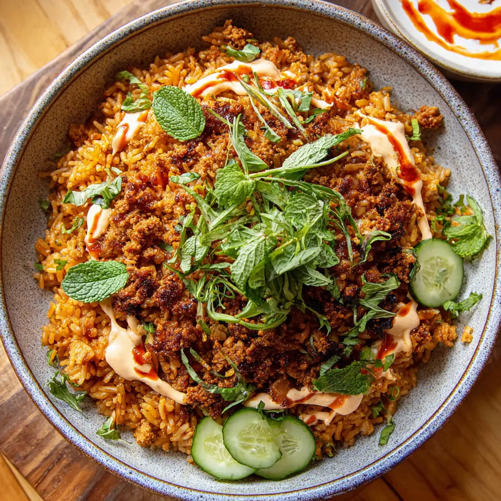Crispy Chicken Rice Bowl final presentation