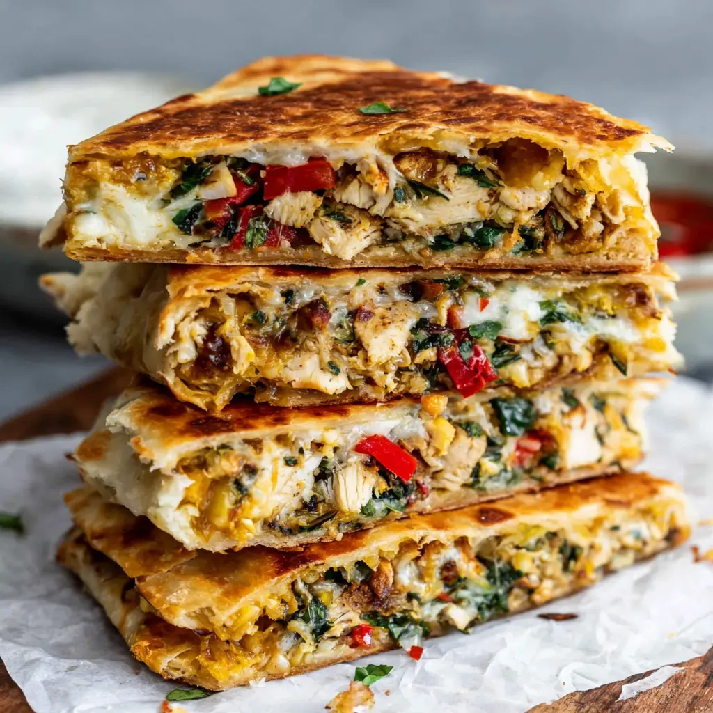 Crispy Chicken Stuffed Flatbread close up