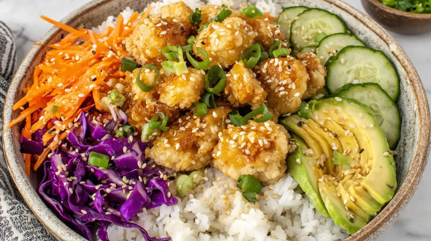 Crispy Rice Chicken Bowl final presentation