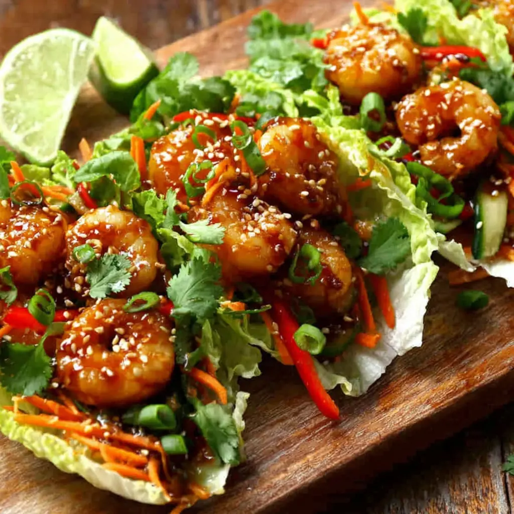 crispy shrimp lettuce wraps final presentation