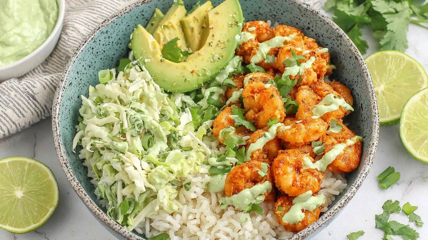 Crispy Shrimp Taco Bowl final presentation