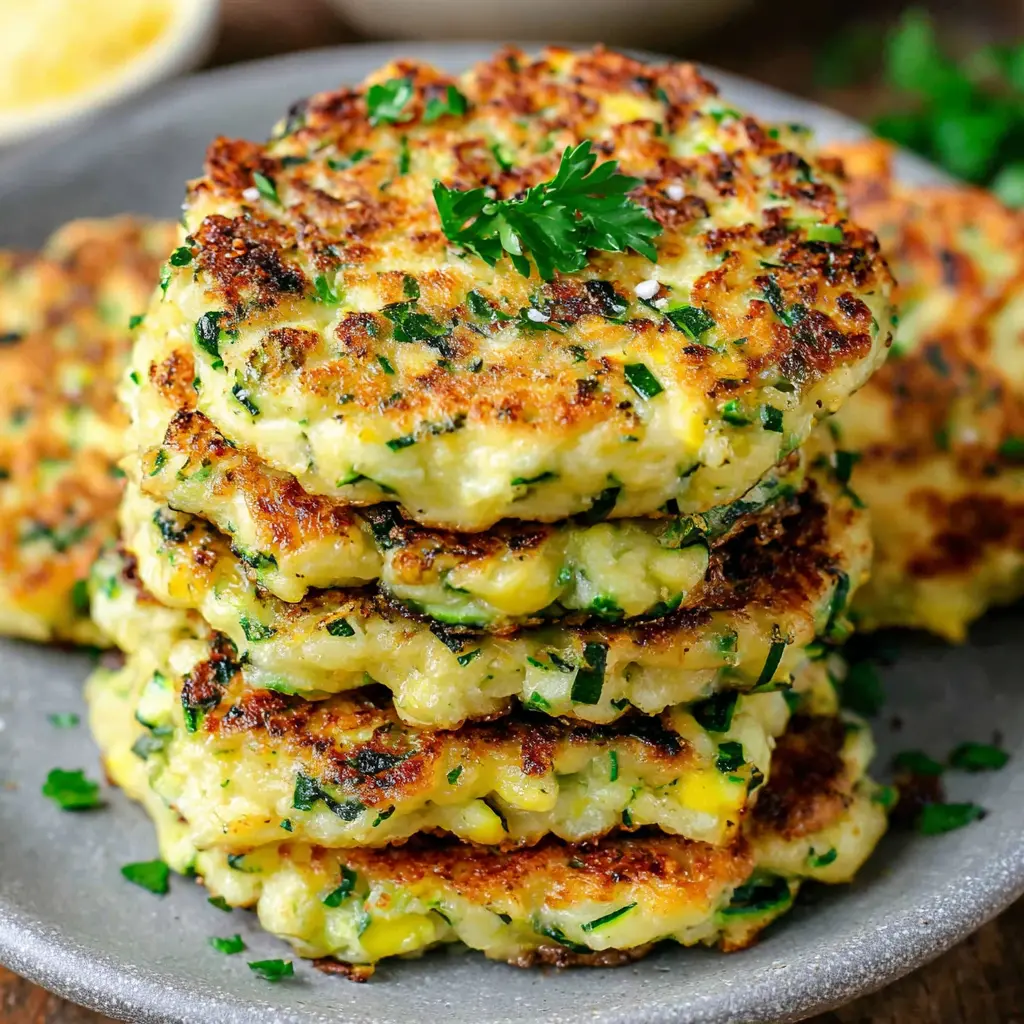 crispy zucchini chicken fritters final presentation
