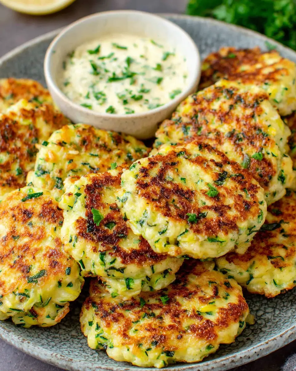 Crispy Zucchini Chicken Fritters close up
