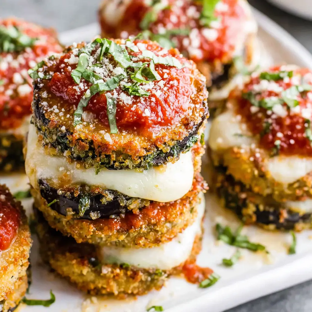 Eggplant Parmesan Stack final presentation