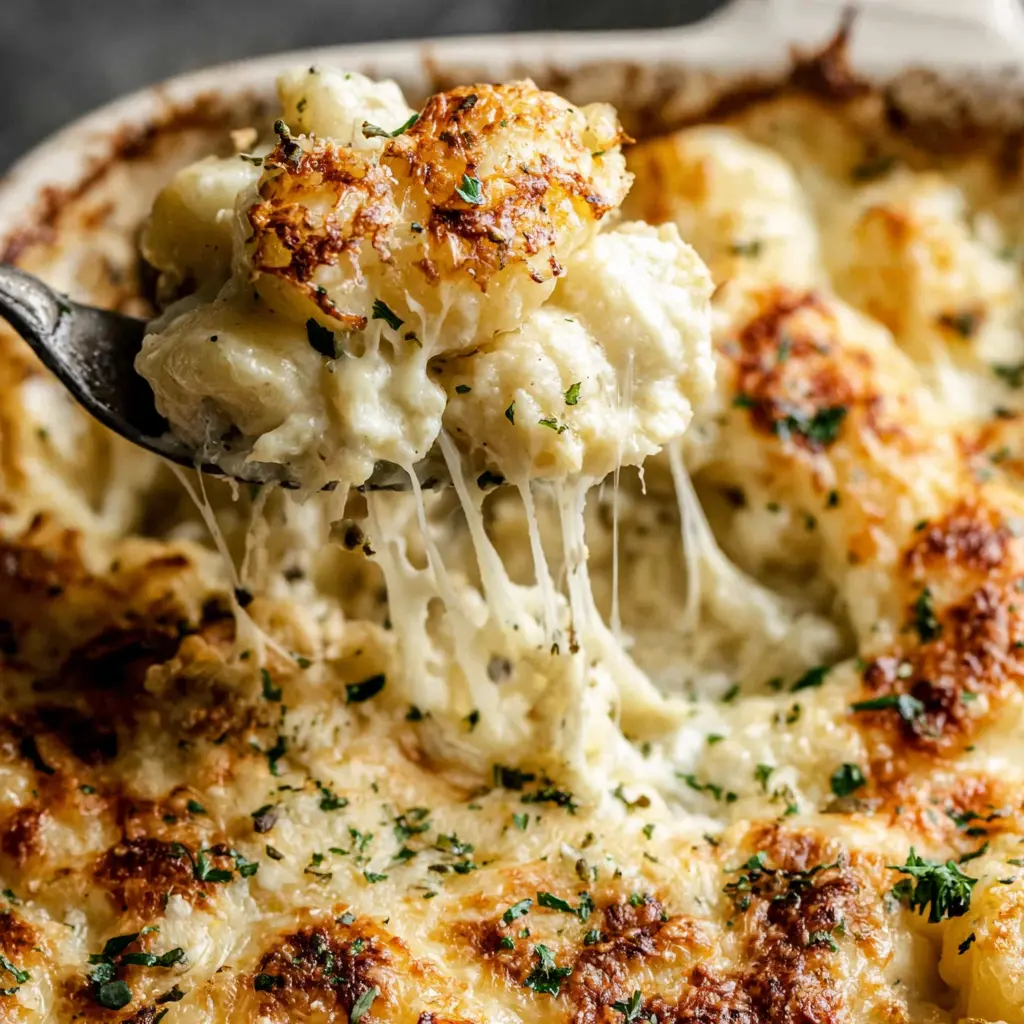 Garlic Butter Chicken Gnocchi Bake close up