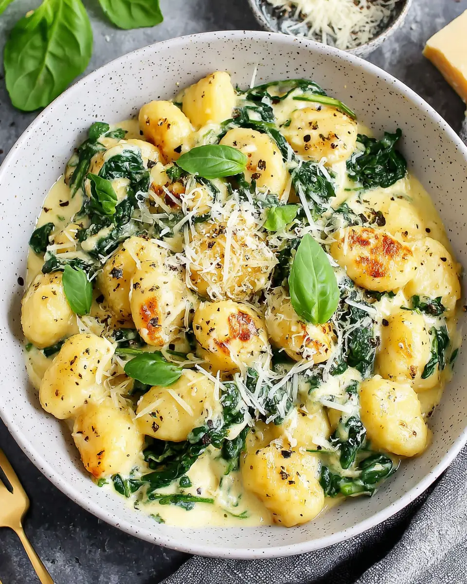 Garlic Butter Chicken Gnocchi Bowl close up