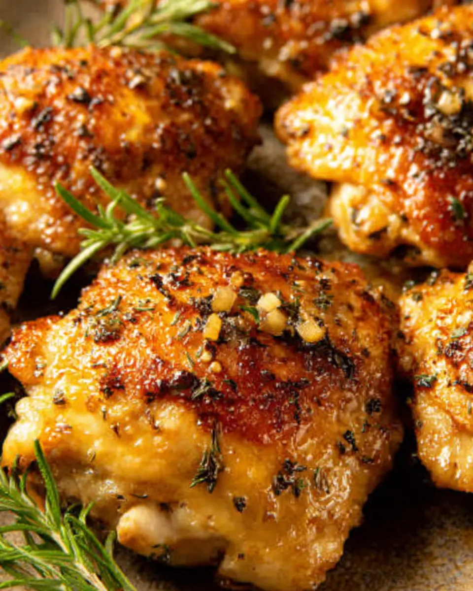 Garlic Herb Roasted Chicken Thighs close up