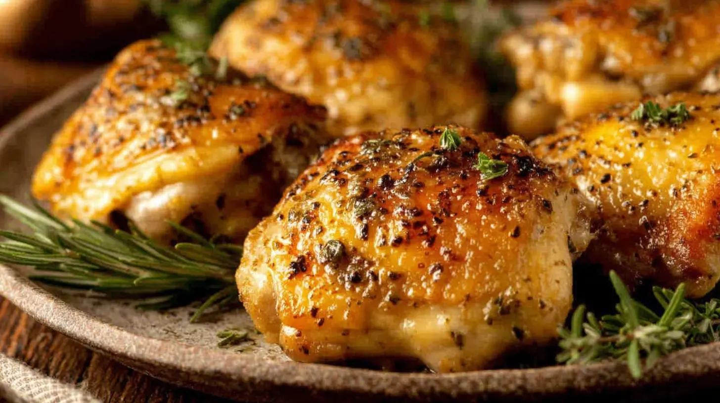 Garlic Herb Roasted Chicken Thighs final presentation