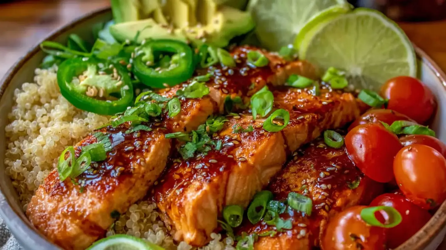 Garlic Herb Salmon Bowl final presentation