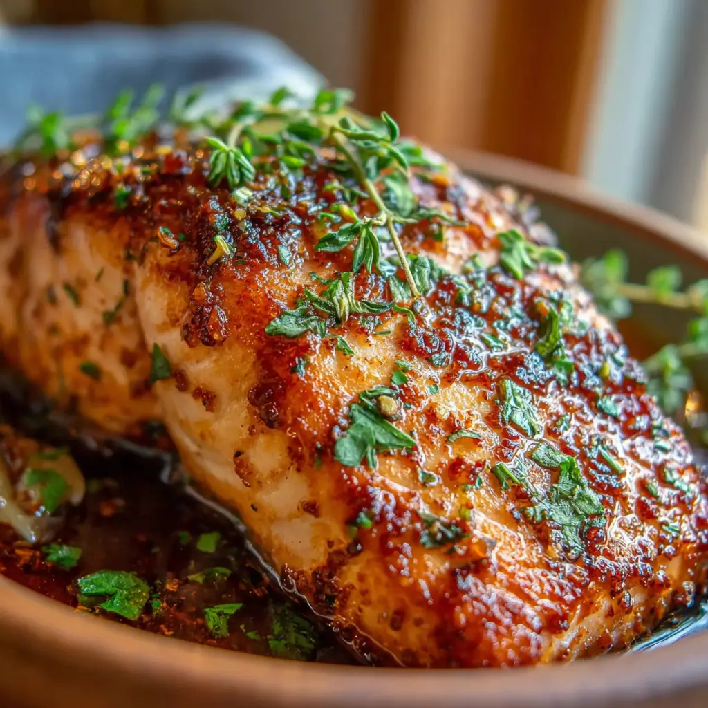 Garlic Herb Salmon Bowl close up