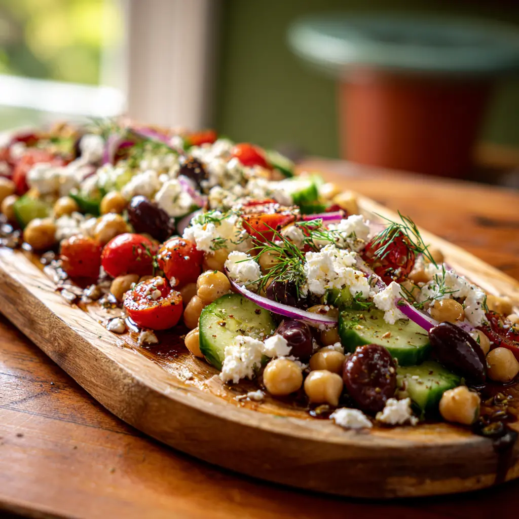 Greek Chickpea Cucumber Salad final presentation