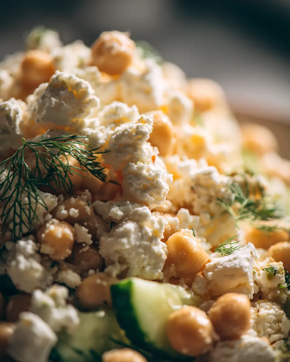 Greek Chickpea Cucumber Salad close up