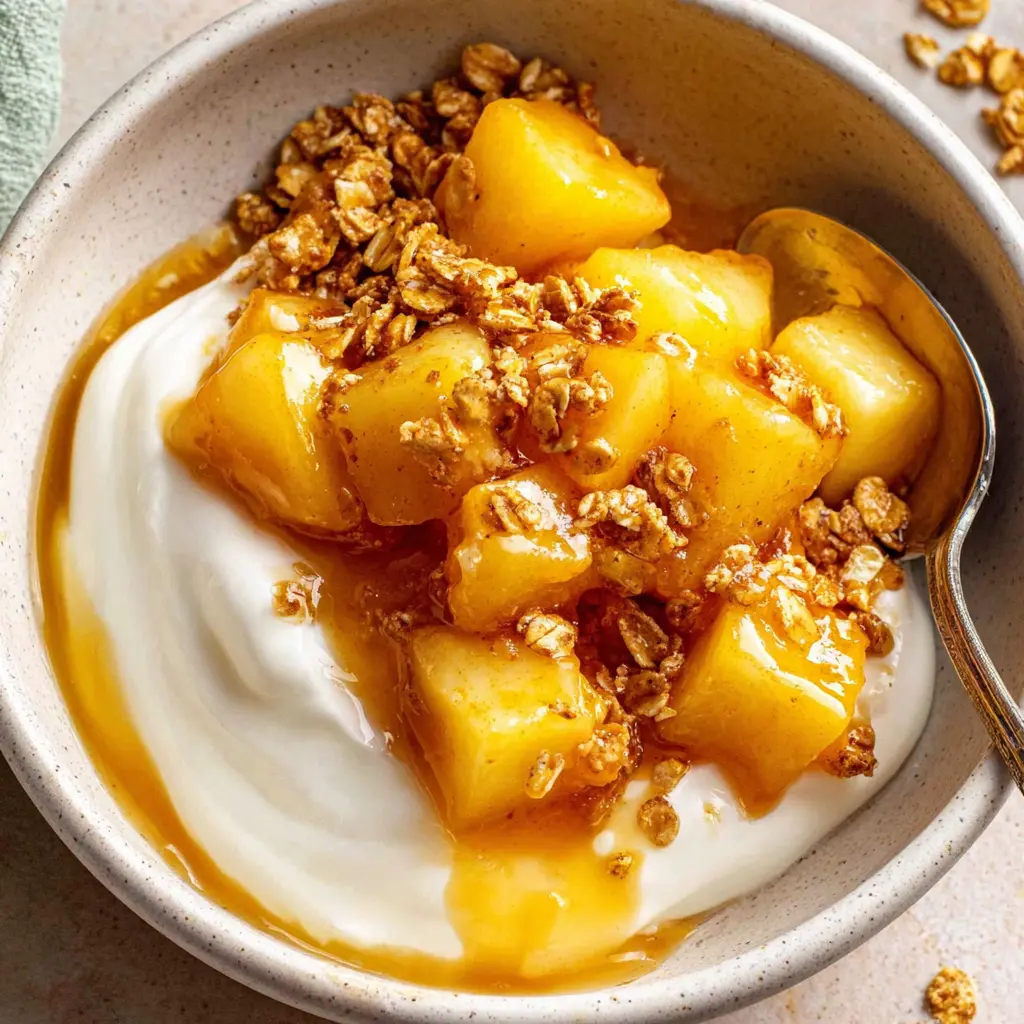 Greek Yogurt Apple Bowl close up