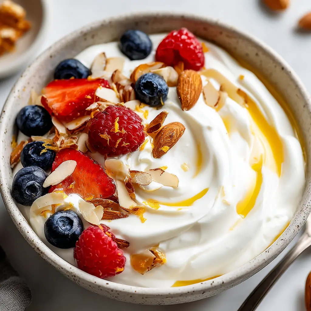 Greek Yogurt Honey Fruit Bowl final presentation