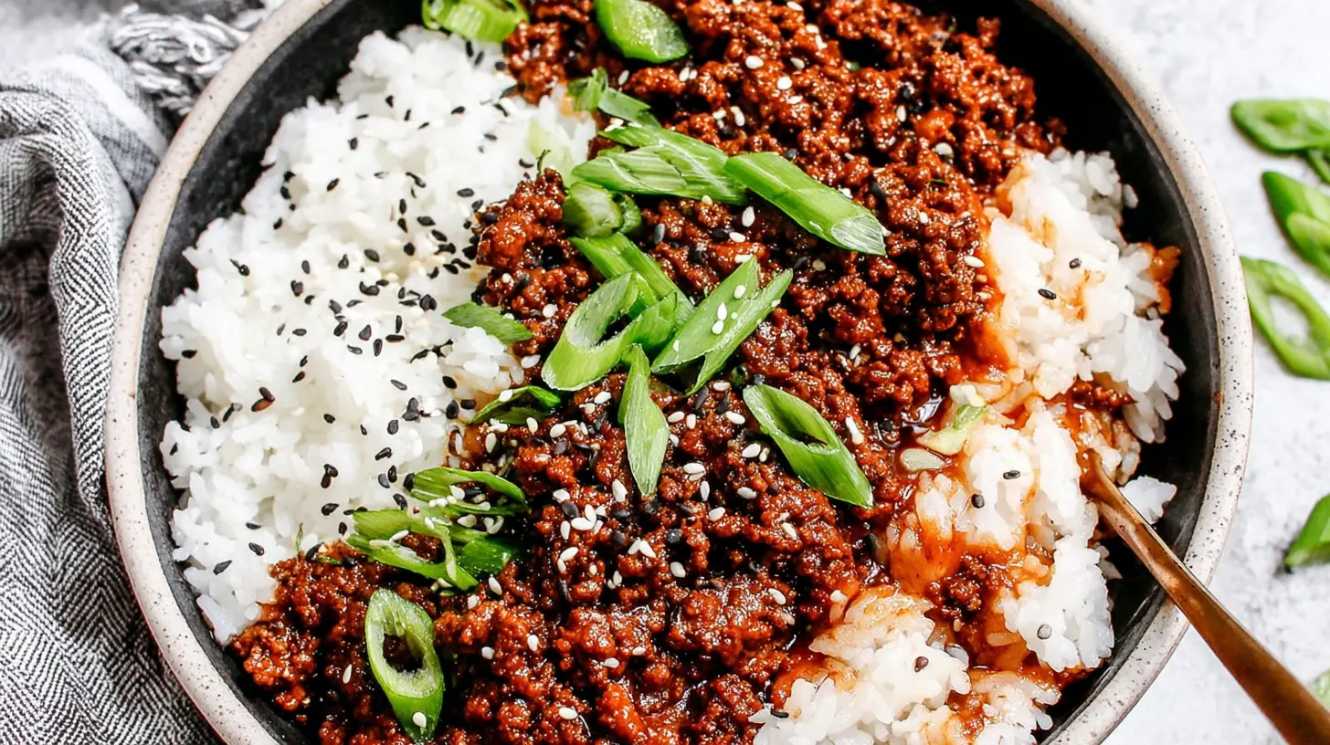 Honey Garlic Beef Rice Bowl final presentation