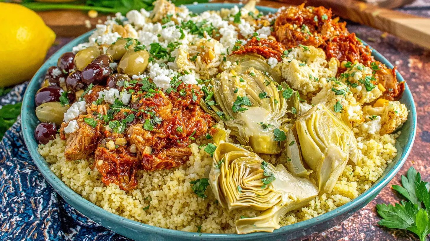Mediterranean Tuna Couscous Bowl final presentation