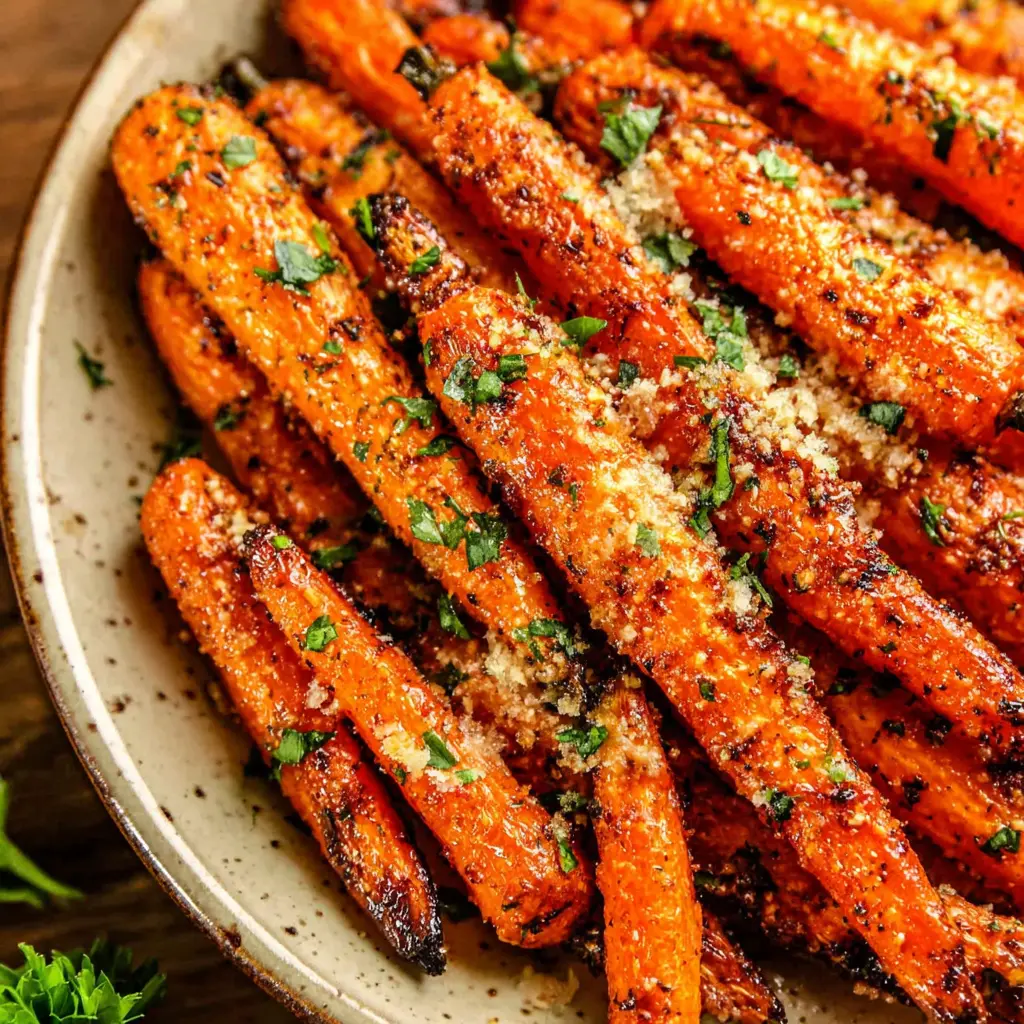 roasted garlic parmesan carrots final presentation