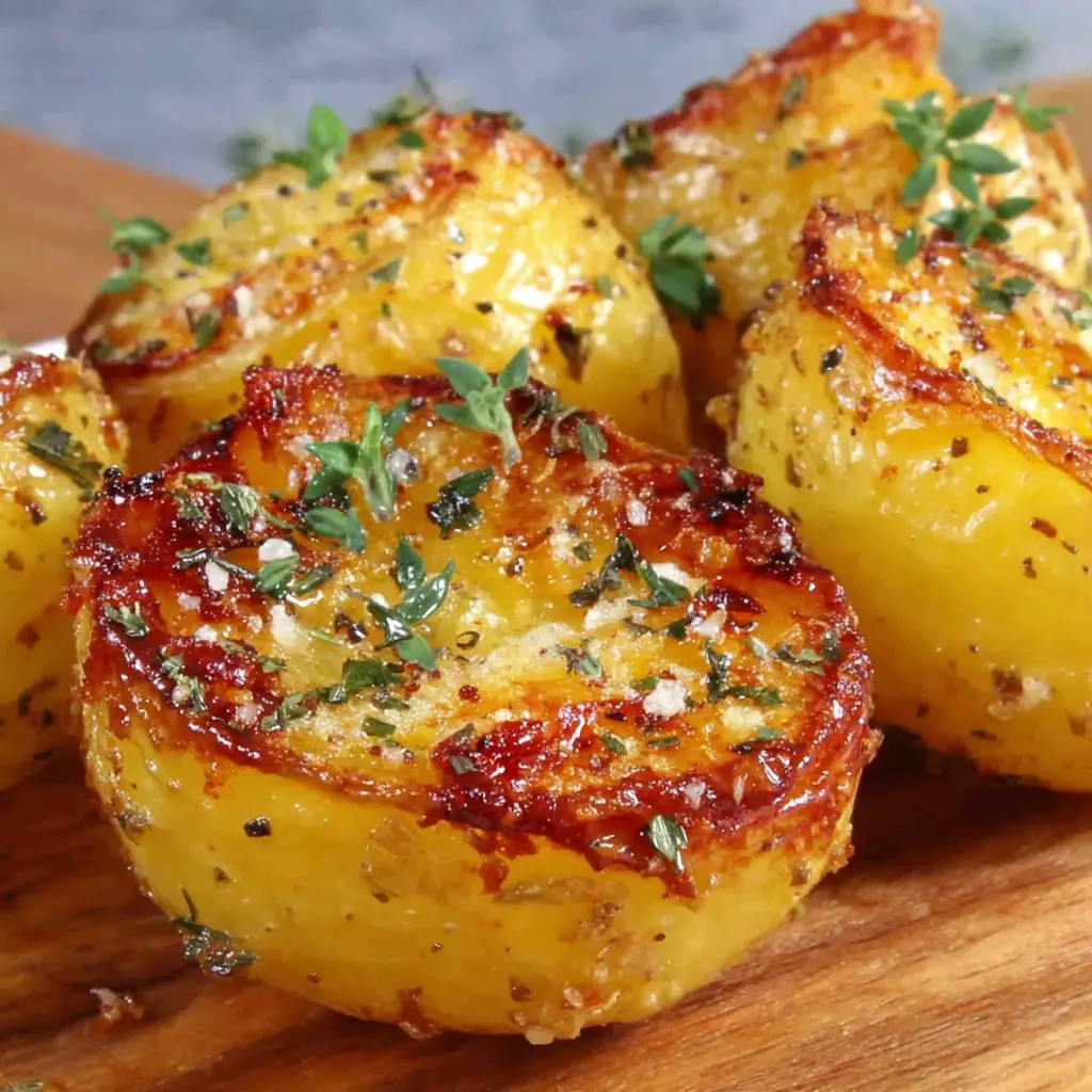 Roasted Lemon Garlic Potatoes close up