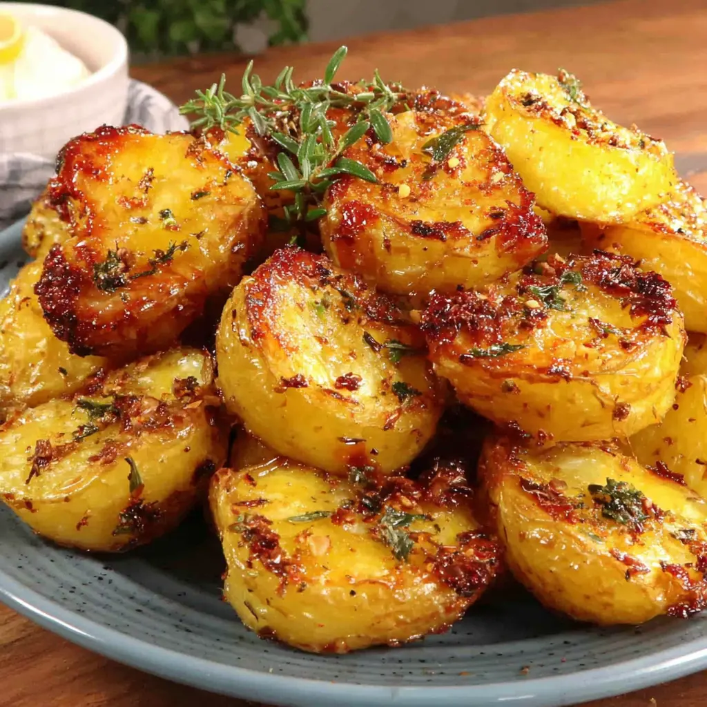 roasted lemon garlic potatoes final presentation