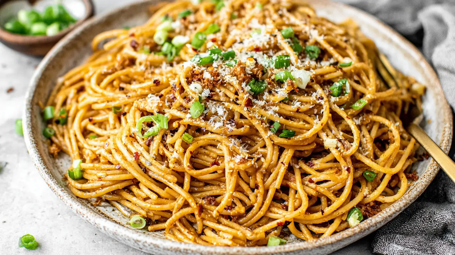 Spicy Garlic Noodle Stir Fry final presentation