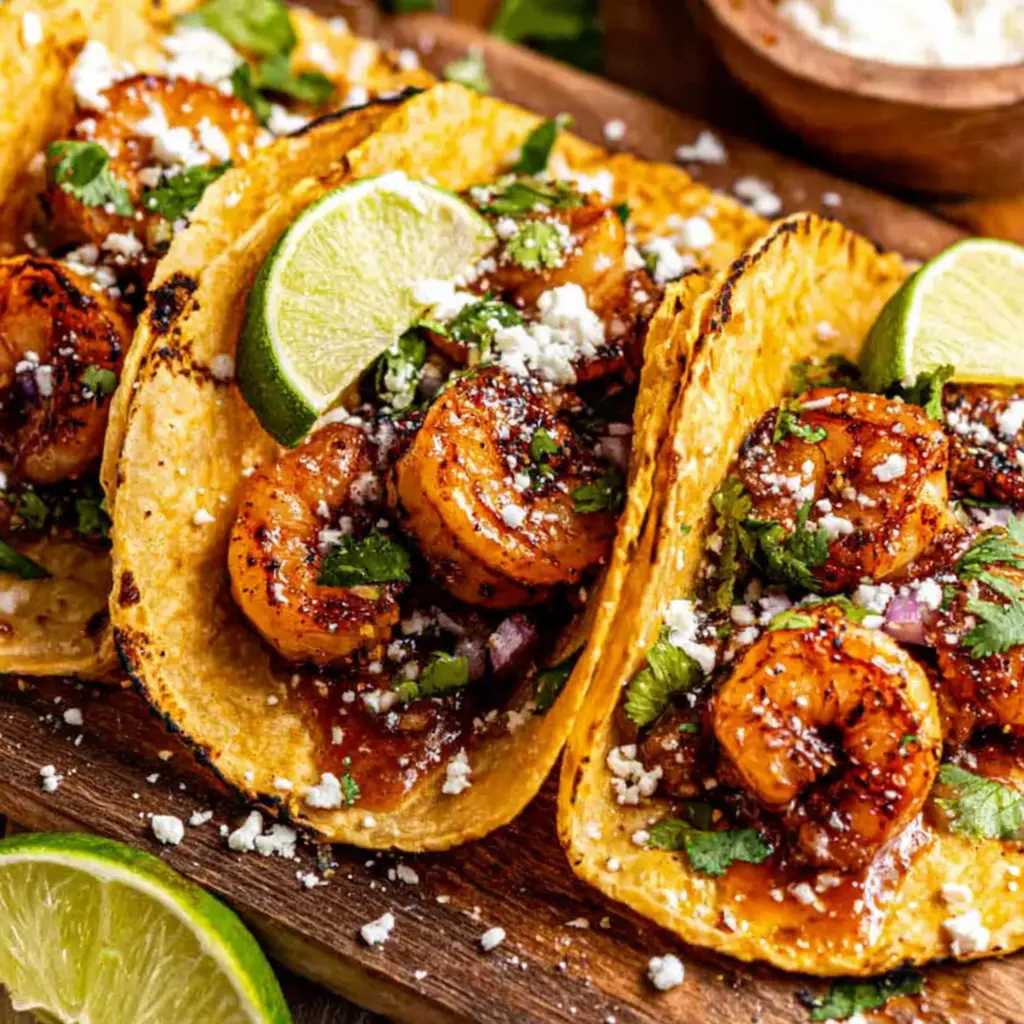 Spicy Honey Shrimp Tacos final presentation