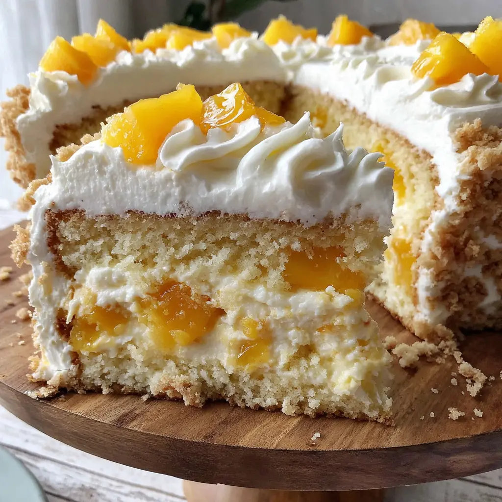 Vanilla Peach Cake final presentation