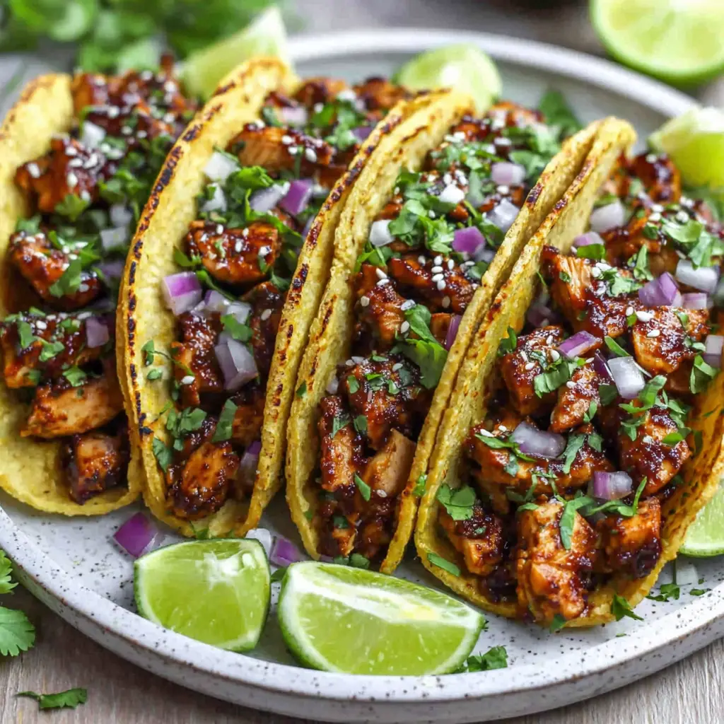 air fryer bbq chicken tacos - final presentation