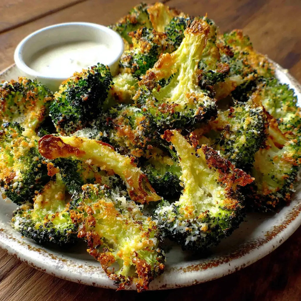 air fryer broccoli chips - final presentation