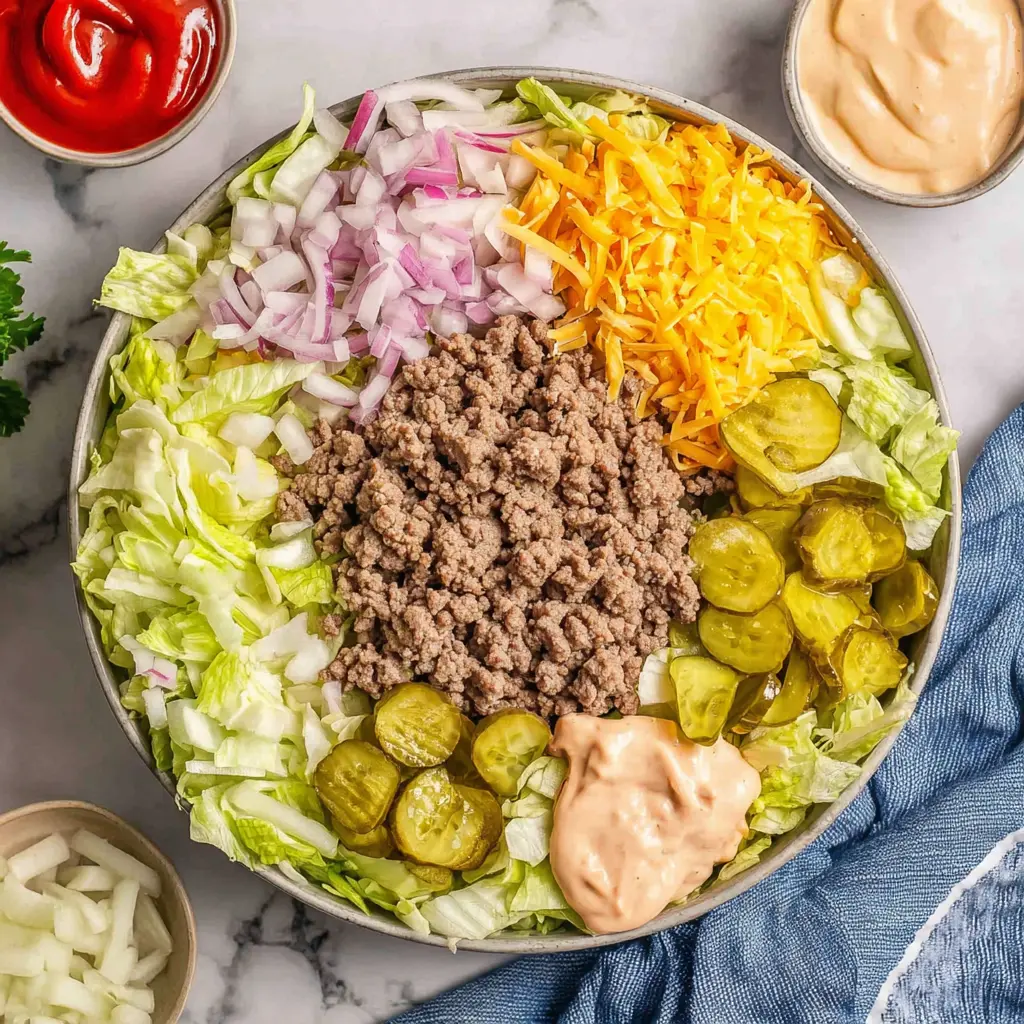 big mac salad bowl - main ingredients