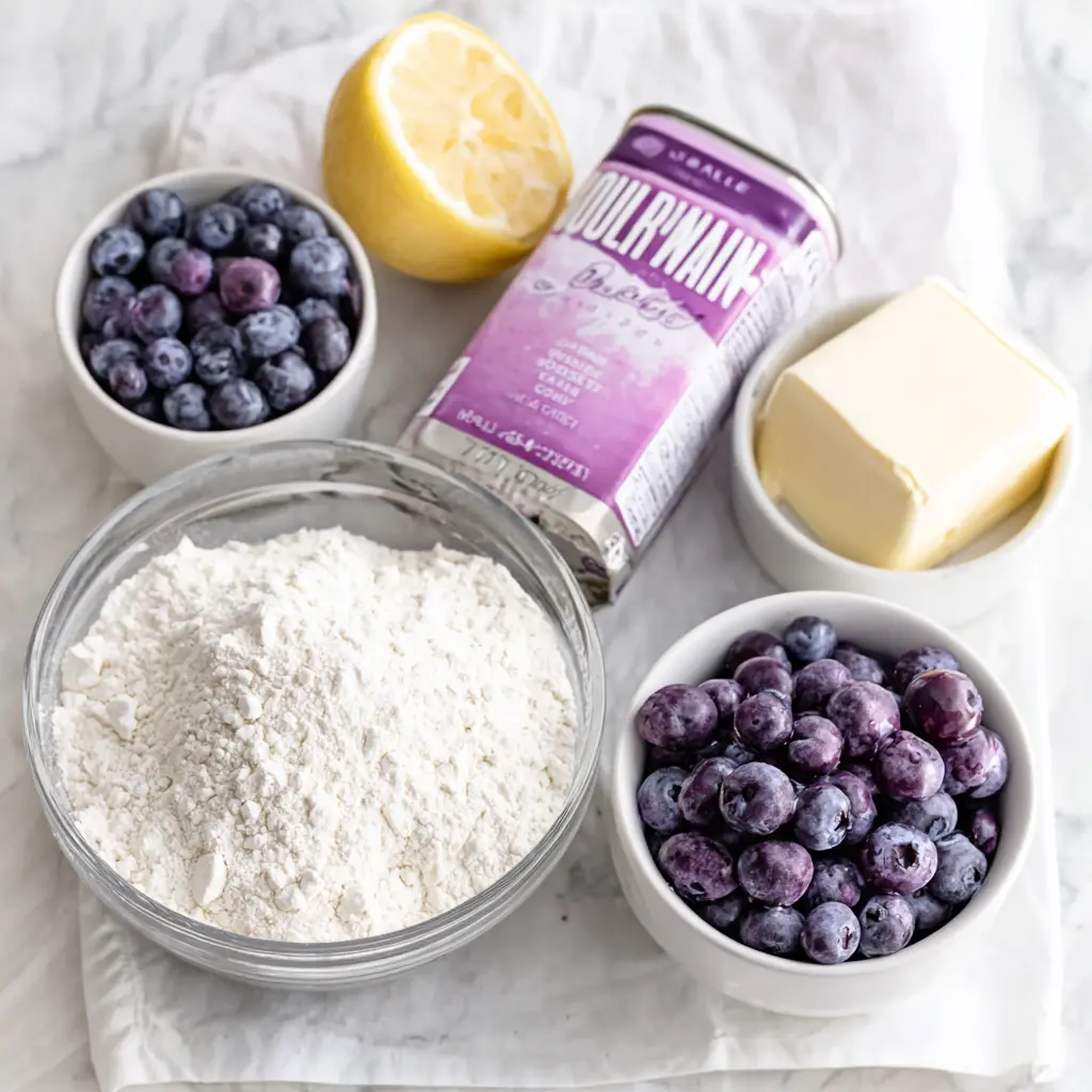 blueberry coconut layer cake - main ingredients