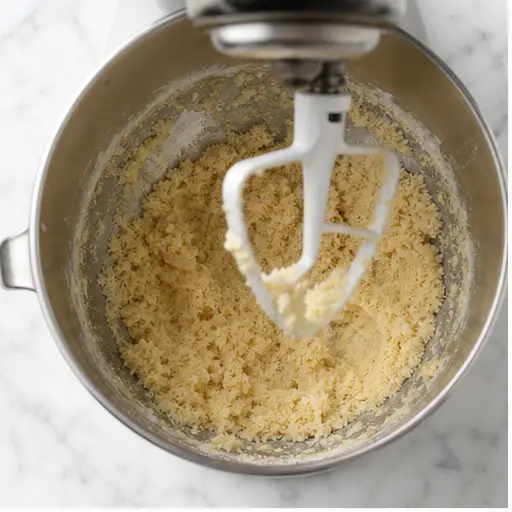 Step 1: Mixing the cake batter in a stand mixer
