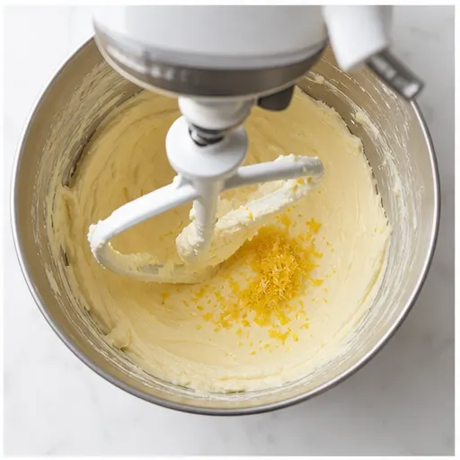 Step 2: Beating cream cheese filling with lemon zest