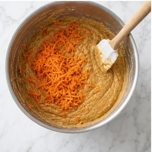 Step 3: Folding in the freshly grated carrots
