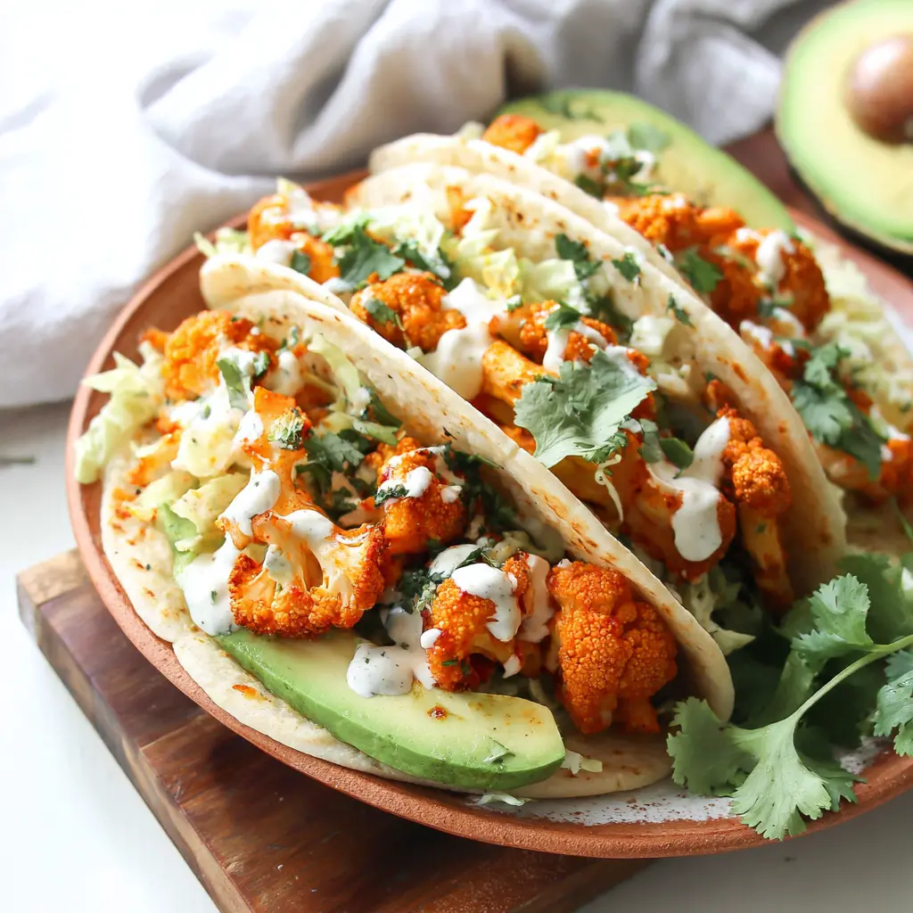 buffalo cauliflower tacos - final presentation